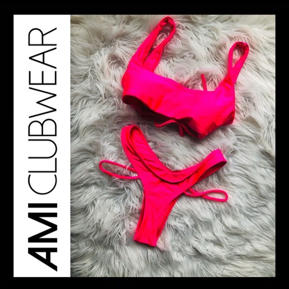 NWOT Neon FUSHIA Strappy Thong Bikini 👙 - Picture 3 of 6